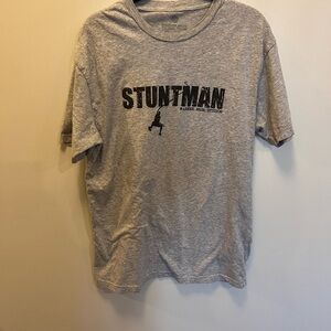 Adult Large Warner Bros Gray Short Sleeve Stuntman T Shirt Tee